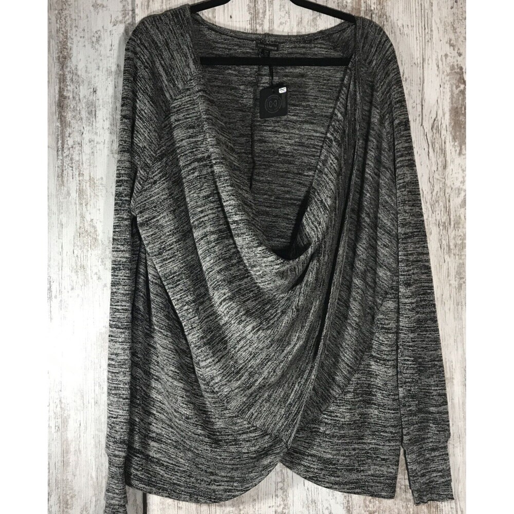 Coco + Carmen Women's Gray/Black Long Sleeve Cowl Neck Tunic Top  Size S/M New